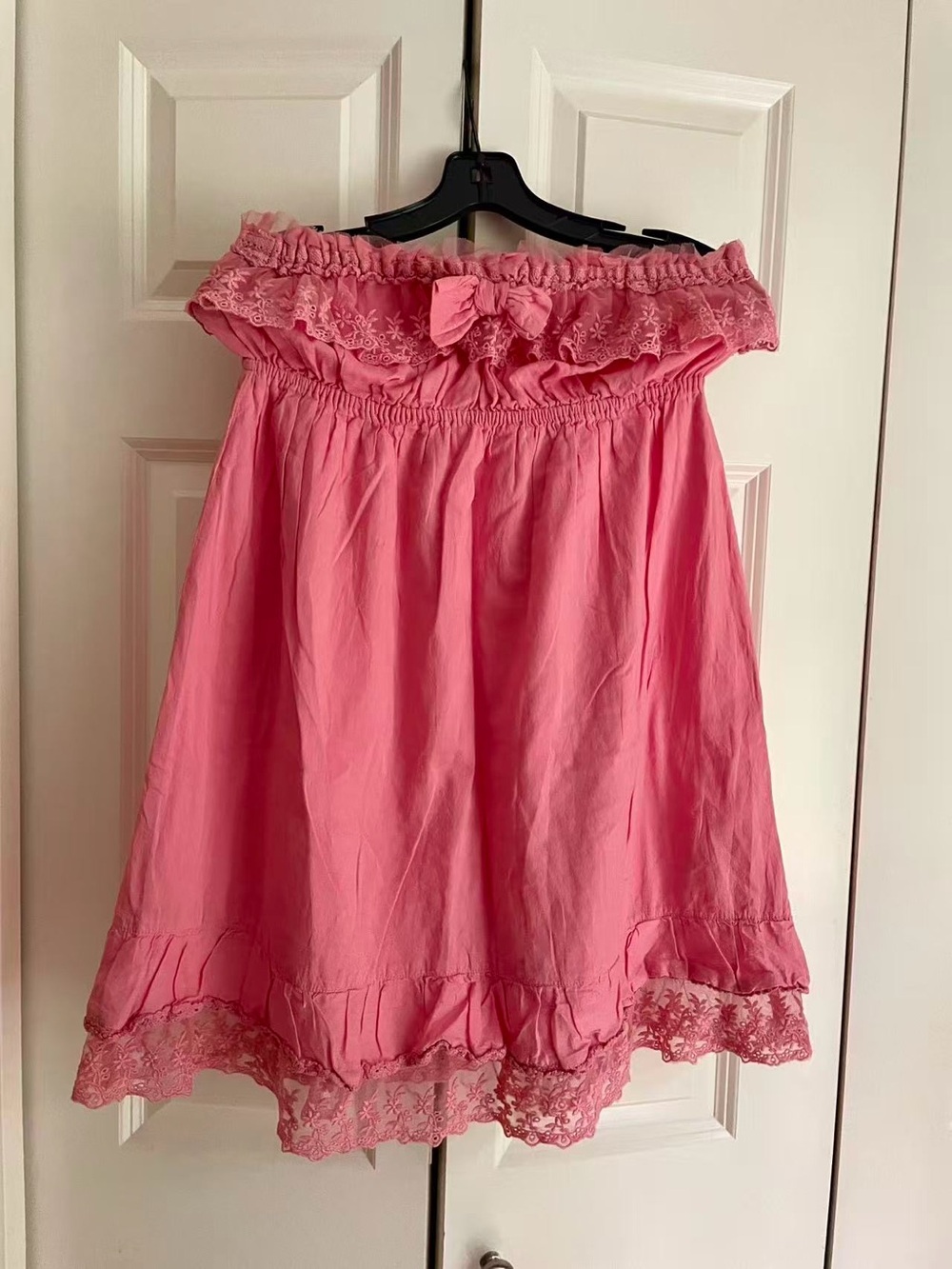 Zara Pink strapless Lace Trim Skirt with bow size L